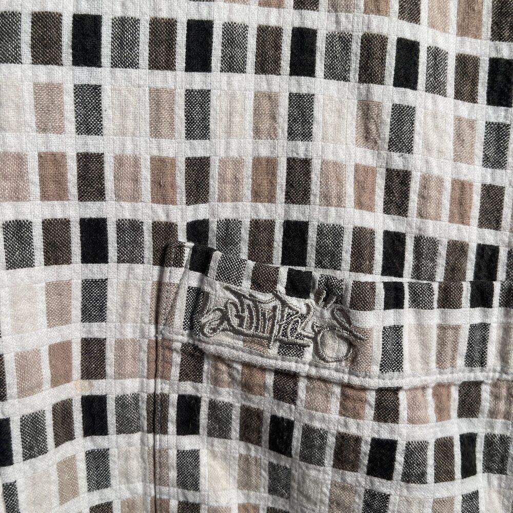 Southpole Shirt Men's XXL Textured Button Up Collared Short Sleeve Brown - Picture 9 of 9